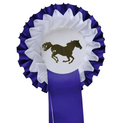 Abbildung von HKM Turnierschleife Zweifachrosette Blau/Weiß