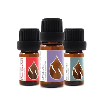 Abbildung von 3er Set &quot;Träum süß&quot; Ätherische BIO Öle Lavendel (10ml) + Römische Kamille (5ml) Echte Melisse 100% Naturrein Unverdünnt zertifiziert Spitzenqualität aus Familienbetrieb Vegan