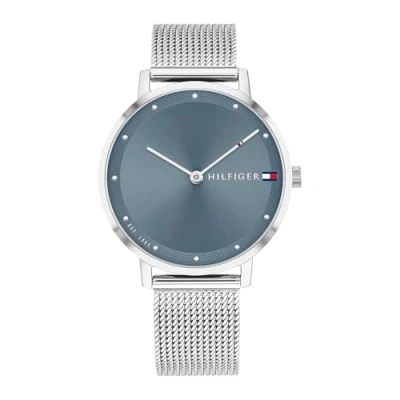 Abbildung von Tommy Hilfiger Analog Quarzuhr für Damen mit Silbernes Edelstahl Mesh Gliederarmband 1782149