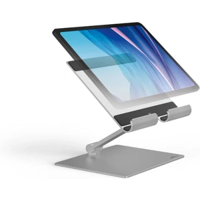 Abbildung von Durable Tischständer für Tablet/Smartphone, stufenlos höhen und winkelverstellbar, faltbar, silber, 894023