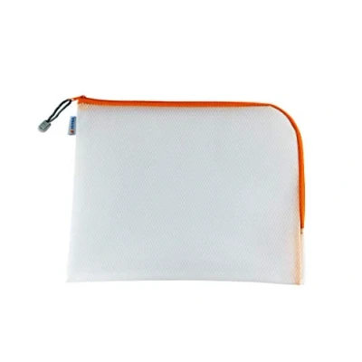 Abbildung von HERMA Dokumententasche A4 mit Reißverschluss, große wasserdichte Reißverschlusstasche, verschließbare Dokumentenmappe aus Kunstoff Zipper, halb transparent, 36 x 28 cm, orange