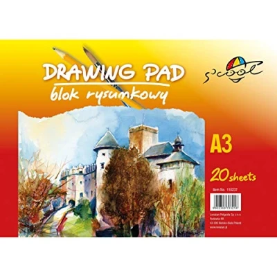 Abbildung von S&#039;cool 110237 Zeichen Papier Skizzenblock (A3, 90 G/m², 20 Blatt) Zeichenblock Weiß Skizzenbuch für Drawing
