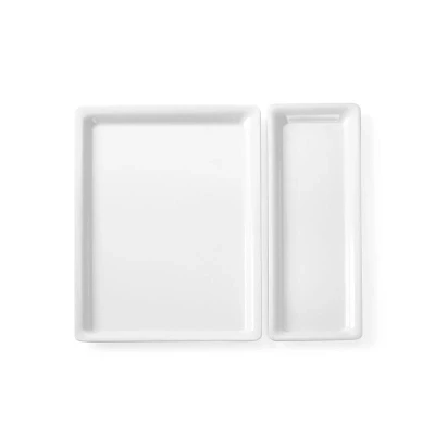 Abbildung von HENDI GN Tablett Melamin 1/2 weiß 325 x 265 20 mm eckig bruchfest, Platte