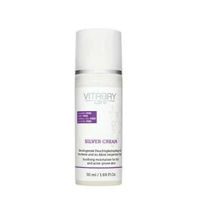Abbildung von Vitabay Silver Cream 50 ml Bei Akne &amp; Pickeln Mikrosilber, Zink, Salicylsäure Gegen unreine Haut Schützt und pflegt Made in Germany