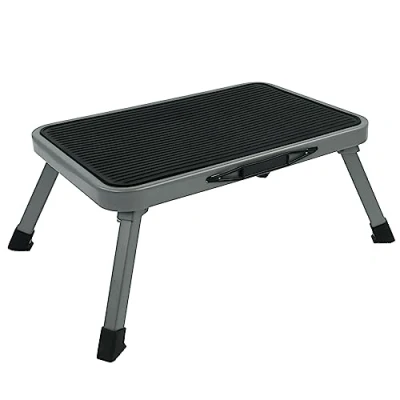 Abbildung von Cartrend 10167 Einstufiger Klapptritt für Wohnmobil Trittstufen Fußhocker Camping Bus Wohnwagen bis 150 kg 47 x 26 cm Höhe: 17 cm, Schwarz