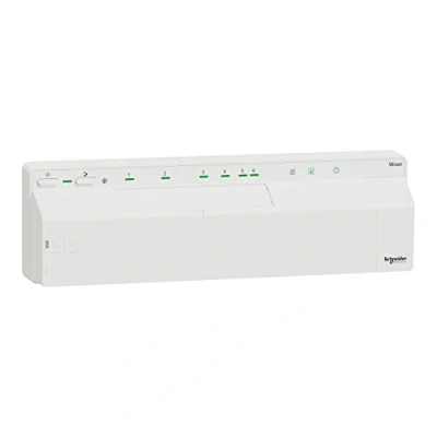 Abbildung von Schneider Electric CCTFR6600 Wiser Smart Home Fußbodenheizungssteuerung Standalone oder per App, Verteilerleiste für Heizen Kühlen, Regelt Ventile der Fußbodenheizung, Fußbodenheizungskontrolle