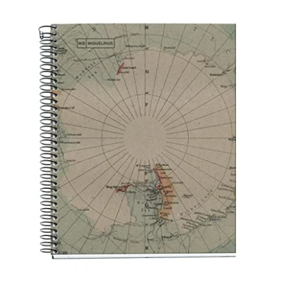 Abbildung von Miquelrius Notizbuch, 100 % recycelt, 1 farbiger Streifen, A5, 80 Blatt, kariert, 5 mm, Papier g, 2 Löcher, Einband aus recyceltem Karton, Design Ecomaps