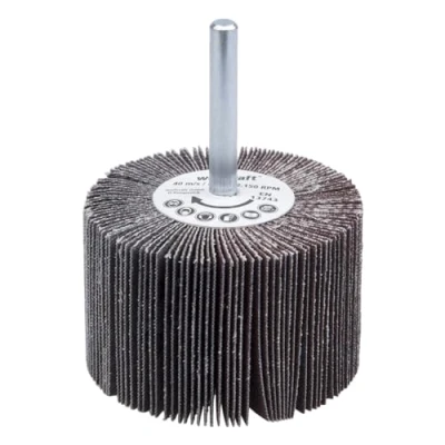 Abbildung von wolfcraft Fächerschleifer I 2035000 Körnung 150 ø60x40mm Schleifaufsatz für Bohrmaschinen Holz, Metall und Farbe Polierzubehör