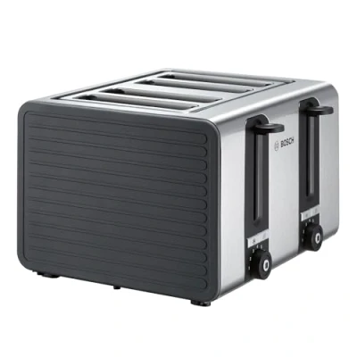Abbildung von Bosch 4 Schlitz Toaster TAT7S45, mit Abschaltautomatik, Auftaufunktion, ideal für Scheiben Toast,1800 W, Edelstahl/grau