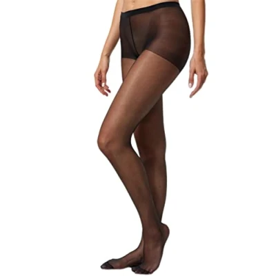 Abbildung von Nur Die Damen 3er Pack Seidenfein 15 DEN Fein Strumpfhose seidig glänzende Optik Komfortbund reißfest transparent Strumpfhosen schwarz S