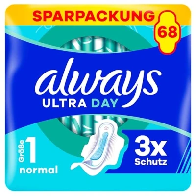 Abbildung von Always Ultra Day Damenbinden Normal (Größe 1) Mit Flügeln 68 Stück, Super Saugfähig Und Dünn, Für Die Periode