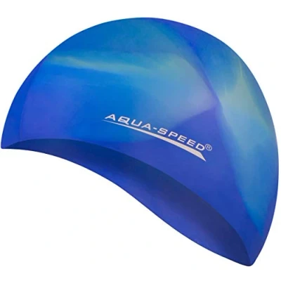Abbildung von Aqua Speed Bunt Badehaube + Kleines Mikrofaserhandtuch Damen &amp; Herren Bademütze für Kids Teenager wasserdichte Badekappe Schwimmhaube Silikonbadekappe Schwimmmütze 21. / 57