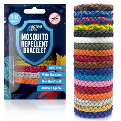 Abbildung von Active Era Mückenschutz Armband (18 Stk), Mückenabwehr Outdoor, Camping Mückenarmband für Kinder &amp; Erwachsene Natürlicher Anti Mücken Schutz, Wasserfest, 10 Tage 100% DEET frei Bunt