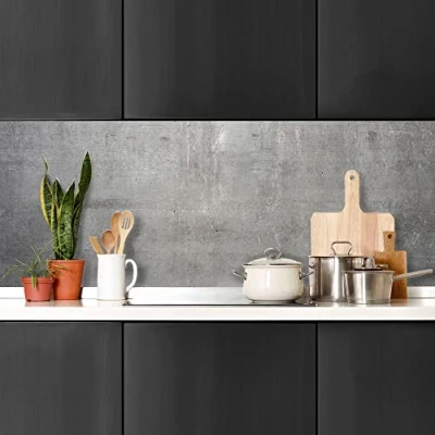 Abbildung von CREARREDA Küchenrückwand für Küche, Wandaufkleber Zement 260x60 cm 100% Made in Italy mit ungiftiger Tinte, Spritzschutz Pfannen schwer entflammbar und wasserbeständig