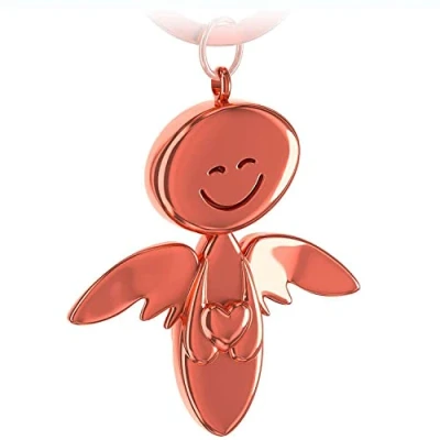 Abbildung von FABACH Schutzengel Schlüsselanhänger Smile mit Herz Edler Engel Anhänger aus Metall in glänzendem Rosegold Geschenk Glücksbringer Auto Führerschein Fahr vorsichtig