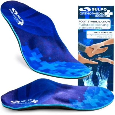 Abbildung von SULPO Orthopädische Einlegesohlen Herren und Damen, Plattfuß Schuhsohle, Plantarfasziitis Einlagen bei Plattfüße Fersensporn Sohlen für Sport Arbeitsschuhe, Größen 35 36
