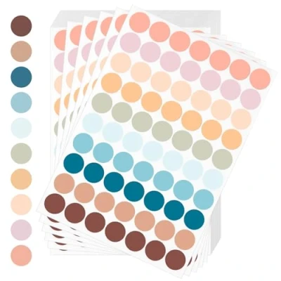 Abbildung von AiQInu Klebepunkte Bunte 1400 Stück 25mm Runde Punktaufkleber Markierungspunkte Etiketten Kleine Punkt Aufkleber Mini Sticker für Büro Schule, Kalender, und zum Basteln, Papier, 10 Farben