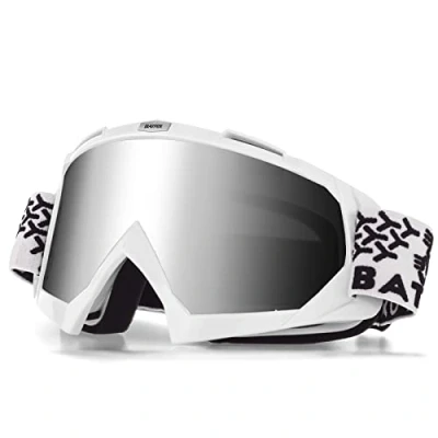 Abbildung von KINGBIKE Motocross Brille,Mtb Brille Dirt Bike ATV Crossbrille goggle,Sicherheit Tactical Riding Motorradbrillen für MäNner Frauen Jugend Fit ÜBer UV400 (weiß silber)