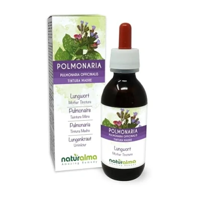 Abbildung von Lungenkraut (Pulmonaria officinalis) Kraut mit Blüten Alkoholfreier Urtinktur Naturalma Flüssig Extrakt Tropfen 120 ml Nahrungsergänzungsmittel Veganer