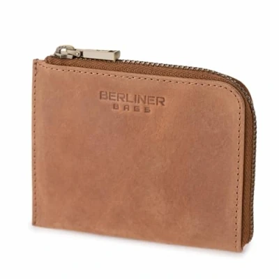 Abbildung von Berliner Bags Vintage Münzbörse Mark aus Leder, Mini Geldbeutel für Damen und Herren Tan Braun