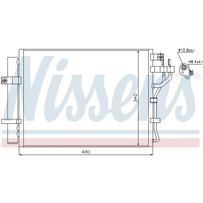 Abbildung von NISSENS 940219 Klimakondensator mit Trockner Aluminium 480 R 134a