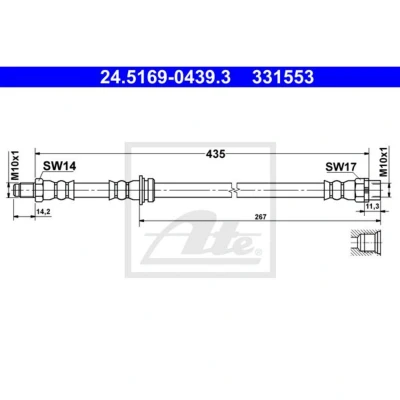 Abbildung von ATE 24.5169 0439.3 Bremsschläuche 435 M10x1 BMW: X5, X6