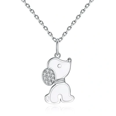 Abbildung von VIKI LYNN Hunde Anhänger Halskette 925 Sterling Silber und Zirkonia Schicke Welpen Beagle Geschenk fuer Frauen Mädchen