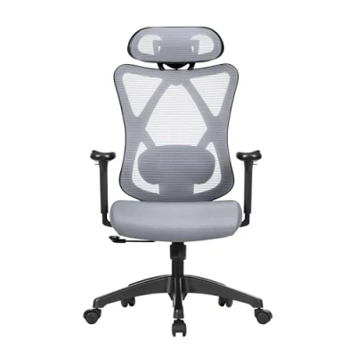Abbildung von SONGMICS Bürostuhl, ergonomischer Schreibtischstuhl, Computerstuhl, Netzstuhl, verstellbare Lendenstütze und Kopfstütze, bis 150 kg belastbar, höhenverstellbar, Taubengrau OBN063G01