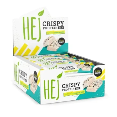 Abbildung von HEJ Crispy Proteinriegel Snack Low Sugar Eiweißriegel 14g Protein &amp; 167kcal pro Riegel Vegetarisch ohne Palmöl 12x45g Lemon Cheesecake