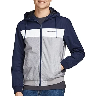 Abbildung von Jack &amp; Jones Jjerush Blocking HOOD Leichte Jacke, Herren, Größe: XXL, Navy blazer