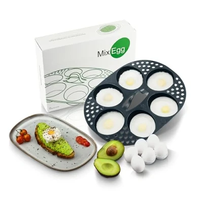 Abbildung von Wundermix MixEgg Eier Pochierer für Monsieur Cuisine Eierpochierer 6 Eierkocher Einsatz MC Smart, Trend, Connect pochieren mit Dampfgaraufsatz