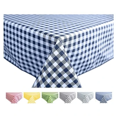 Abbildung von Wachstuch Tischdecke Abwaschbar Eckig 140 x 200 cm Kariert Karo Blau