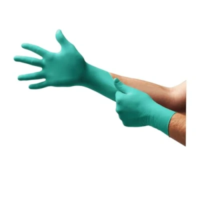 Abbildung von Ansell Microflex 93 260 Einweghandschuhe aus Nitril/Neopren, chemikalienbeständig, für die Industrie, Mechaniker und Heimwerker, Grün, Größe L (8,5 9) (6 Stück).