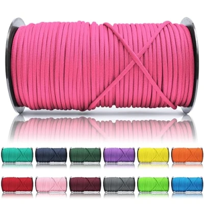 Abbildung von Ganzoo Paracord 550 Seil Neon Magenta 4mm Schnur Typ 3, Nylon &amp; Polyester, ideal für Basteln von Hundeleine Halsband Armband/Camping Survival und Outdoor 100 Meter Allzweckseil 7 Innenstränge