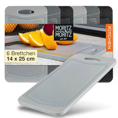 Abbildung von Moritz &amp; 6x Frühstücksbrettchen Kunststoff Set 14x25cm Schwarz Schneidebrett Jausenbrett Frühstücksbretter Brotbretter Spülmaschinenfest BPA FREI