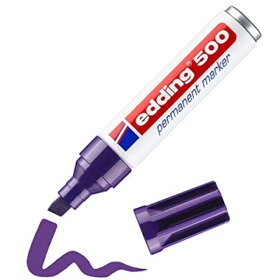 Abbildung von edding 500 Permanentmarker violett 1 Stift Keil Spitze 2 7 mm wasserfest, schnell trocknend wischfest für Karton, Kunststoff, Holz, Metall, Glas
