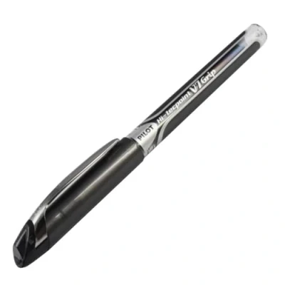 Abbildung von Pilot V7 Tintenroller mit Nadelspitze und gummiertem Griff 0,7 mm Schreibspitze 0,5 Strichbreite 12 Stück schwarz