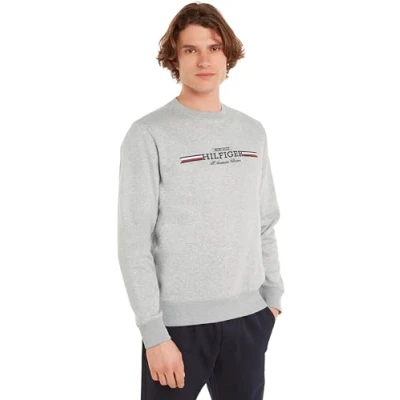 Abbildung von Tommy Hilfiger Herren Sweatshirt Rundhalsausschnitt, Grau (Light Grey Heather), L