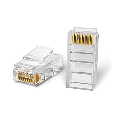 Abbildung von Mr. Tronic Cat5E Rj45 Stecker 100 Crimpstecker Cat 5E Netzwerkstecker Für Ethernet Patchkabel, Lan Kabel 8P8C (100er Pack, UTP)