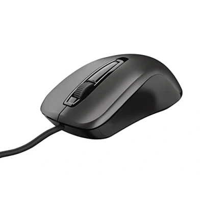 Abbildung von Trust Carve Optische Maus mit Kabel, Kabelmaus USB Anschluss, 3 Tasten und Scrollrad, 1200 DPI, für Rechts Linkshänder, PC/Laptop Schwarz