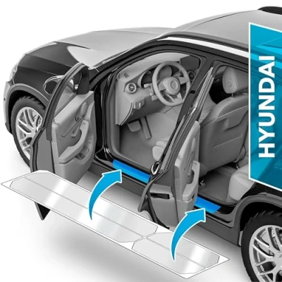 Abbildung von uProtect Auto Einstiegsleisten Schutz für Hyundai Tucson 4 (IV) NX4 I 2020 2024 Schutzfolie Autotür Zubehör Zierleisten Lackschutzfolie Transparent