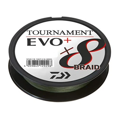 Abbildung von Daiwa Tournament x8 Braid EVO+ 0.10mm, 6.7kg/14.7Lbs, 135m Dunkelgrün, Geflochtene Angelschnur, 12760 010