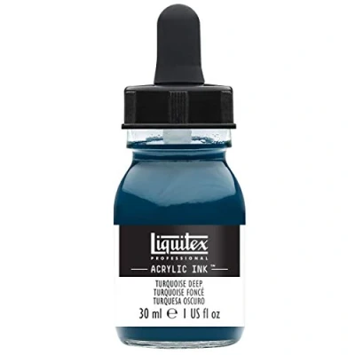 Abbildung von Liquitex 4260561 flüssige Professional Acrylfarben Ink, Tusche, 30 ml, hochpigmentierte Airbrushfarbe, dunkeltürkis