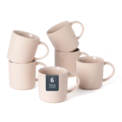 Abbildung von OTTO home Becher "Kaffeebecher Ylvii, 6er Set" Riffeloptik, spülmaschinenfest und mikrowellengeeignet, 460 ml