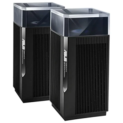Abbildung von ASUS ZenWiFi Pro ET12 AXE11000 Tri Band WiFi 6E Mesh System 2er Set kombinierbarer Router (6GHz Band, duale 2.5G WAN LAN Ports, bis zu 550qm Abdeckung, Range Boost, AiProtection Pro) schwarz