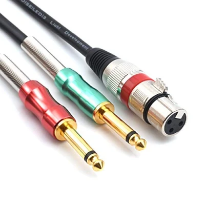 Abbildung von SiYear Audio Y Splitterkabel, XLR Buchse 3 polig auf 6,35 mm Mono Stecker, Dual Stecker Buchse, Stereo Mikrofon, Konverterkabel (3 m)