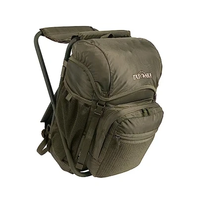 Abbildung von Tatonka Fischerstuhl 20L Rucksack Mit Hocker und 20 Liter Volumen stabilem Aluminiumrahmen Belastbar bis 100 Kg (olive)