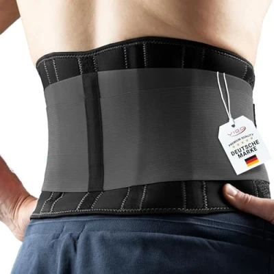 Abbildung von VIGO SPORTS Rückenbandage waschmaschinenfest Anti Schweiß Nierengurt für effektive Stabilisierung des Rückens Rückenstützgürtel Herren &amp; Damen wärmender (Schwarz, S)