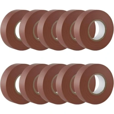 Abbildung von GTSE Isolierband Braun 19 mm x 20 m strapazierfähiges, selbstklebendes zum Schutz, Bündeln und Reparieren von Kabeln 10 Rollen