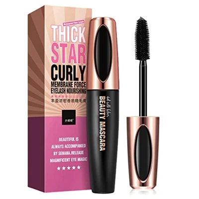 Abbildung von Allbesta 4D Silk Fiber Wimperntusche, Extra Long Lash Verlängerung &amp; Volumen Eyelash Mascara Wasserdicht Langlebig Natürlich Augen Make up Not Blooming (#01)